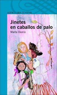 Jinetes en caballos de palo